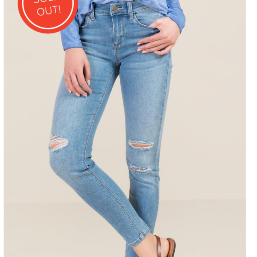 Harper triple knee slit skinny jeans